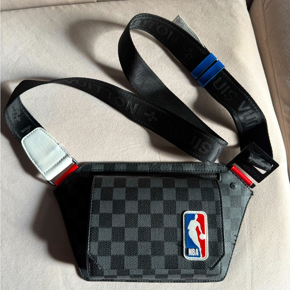 NBA black and grey checkered crossbody